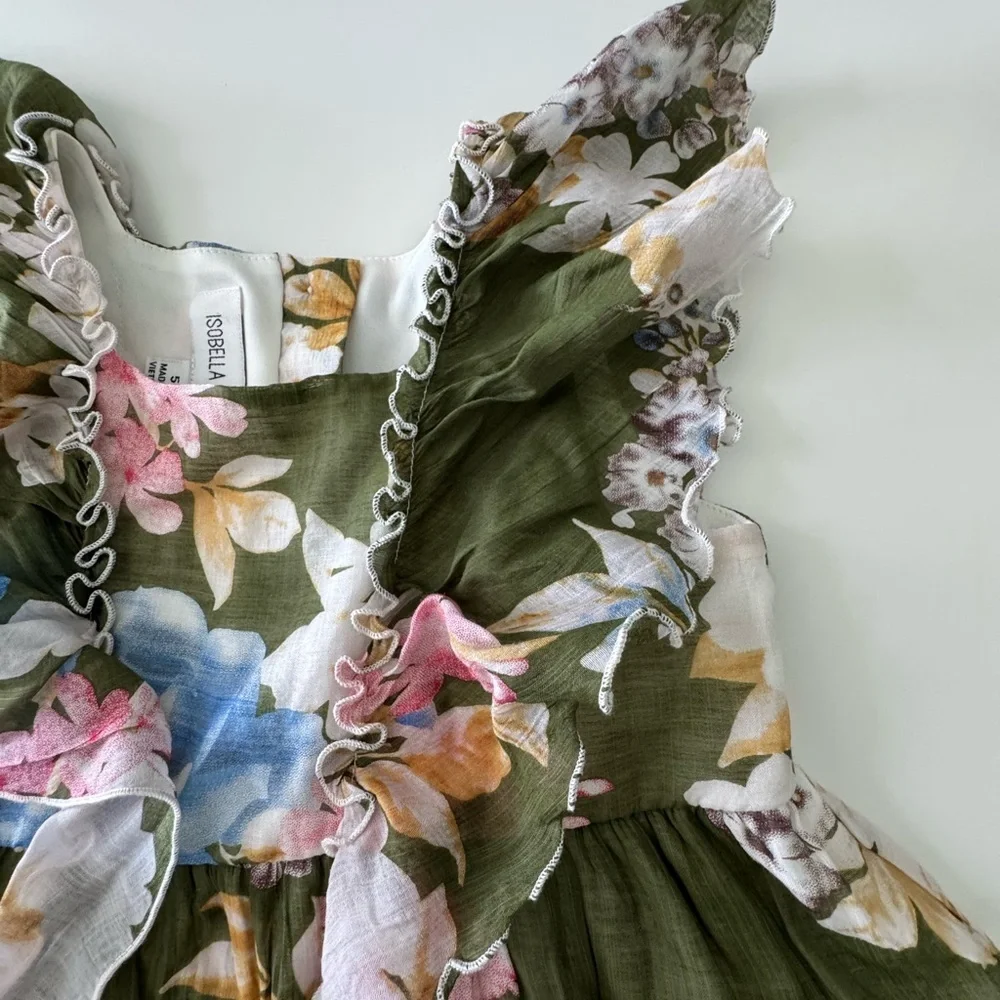 Isobella & Chloe Green Sundress with Flutter Sleeves Size 5